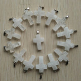 Natural Crystal Cross Pendants Charms for Men/Women, 50pcs