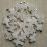 Natural Crystal Cross Pendants Charms for Men/Women, 50pcs