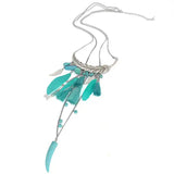 Multicolor Pendant Tassel Necklace with Leaf Accessories