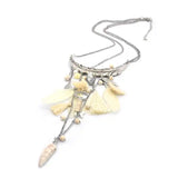 Multicolor Pendant Tassel Necklace with Leaf Accessories