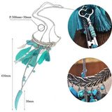 Multicolor Pendant Tassel Necklace with Leaf Accessories