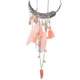 Multicolor Pendant Tassel Necklace with Leaf Accessories