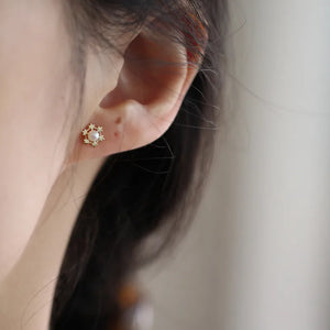 Snowflake Pearl Earrings 925 Silver Stud Accessory for Women