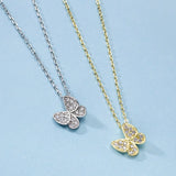 925 Sterling Silver Butterfly Pendant Necklace with Clear Zircon