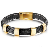 Men Bracelet Titanium Steel Leather Birthday Gift