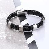 Men Bracelet Titanium Steel Leather Birthday Gift