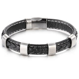 Men Bracelet Titanium Steel Leather Birthday Gift