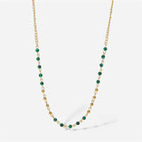 Green Stone Ball Chain Necklace for Women Vintage Jewelry