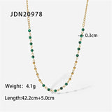 Green Stone Ball Chain Necklace for Women Vintage Jewelry
