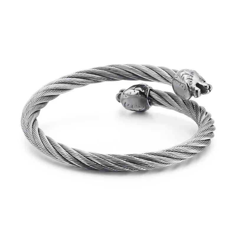 Stainless Steel Lion Bracelet for Men