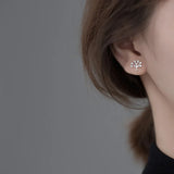 Sterling Silver 925 Tree Shape Zircon Stud Earrings