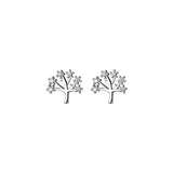 Sterling Silver 925 Tree Shape Zircon Stud Earrings