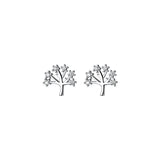 Sterling Silver 925 Tree Shape Zircon Stud Earrings