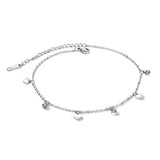Charm HEART CZ Anklets Rose Stainless Ladies Jewelry