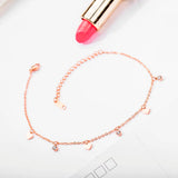 Charm HEART CZ Anklets Rose Stainless Ladies Jewelry