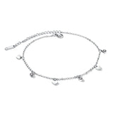 Charm HEART CZ Anklets Rose Stainless Ladies Jewelry