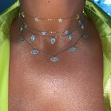 Sweet Stars Chocker Necklace Thin Chain Link Dainty Stars Boho Women Collar