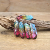 Tri-color Crystal Quartz Point Nugget Pendant Necklace