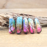 Tri-color Crystal Quartz Point Nugget Pendant Necklace