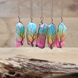 Tri-color Crystal Quartz Point Nugget Pendant Necklace