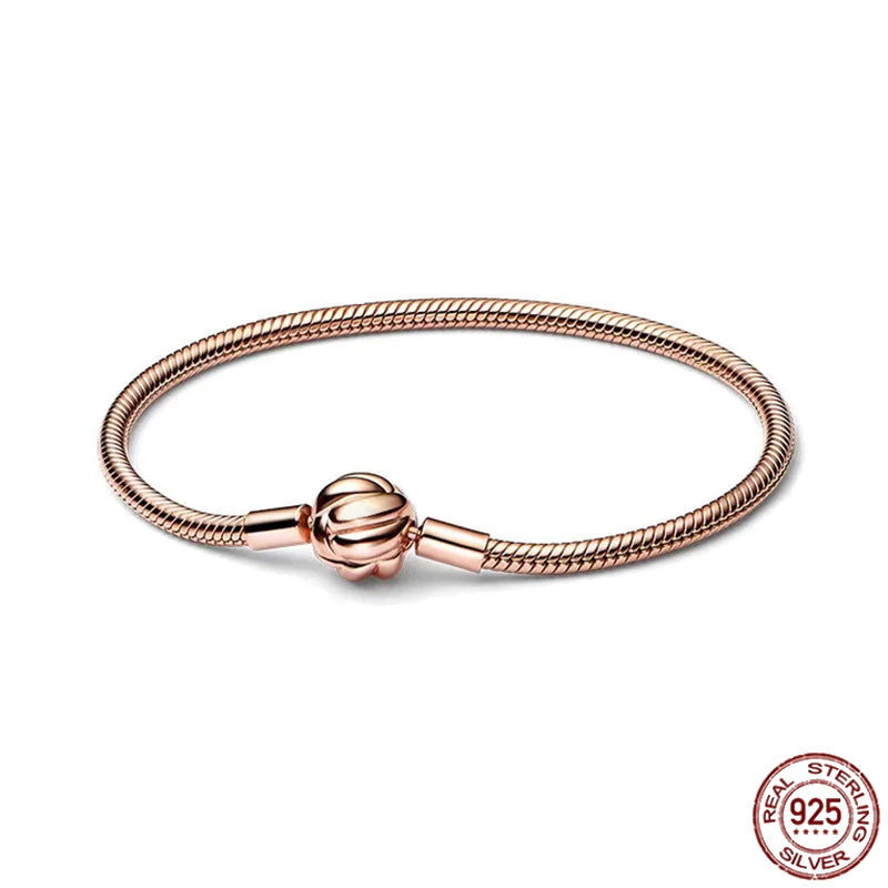 925 Silver Triple Knot Bracelet for Charm Beads DIY