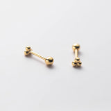 Triangle Ball Stud Earrings 925 Sterling Silver Screw Nut Small Silver Earrings