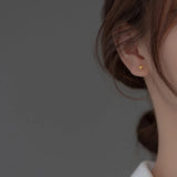 Triangle Ball Stud Earrings 925 Sterling Silver Screw Nut Small Silver Earrings