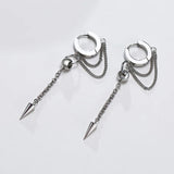 Spike Cone Chain Earring Stainless Steel Double Chains Hoops Mens Jewelry