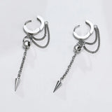 Spike Cone Chain Earring Stainless Steel Double Chains Hoops Mens Jewelry