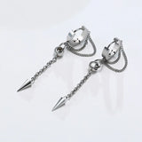 Spike Cone Chain Earring Stainless Steel Double Chains Hoops Mens Jewelry