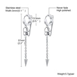 Spike Cone Chain Earring Stainless Steel Double Chains Hoops Mens Jewelry