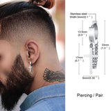 Spike Cone Chain Earring Stainless Steel Double Chains Hoops Mens Jewelry