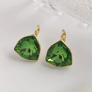 Triangle Dangle Earrings Austrian Crystal Geometric Design Girls Party Gift
