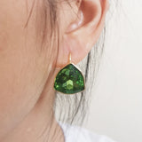 Triangle Dangle Earrings Austrian Crystal Geometric Design Girls Party Gift