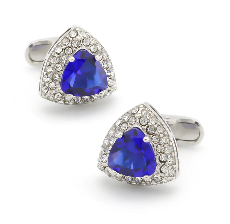 Red Triangle Crystal Cufflinks Brass Material