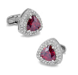 Red Triangle Crystal Cufflinks Brass Material