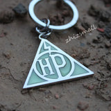 Triangle Lightning Keychain Glow in the Dark Deathly Hallows