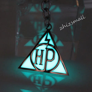 Triangle Lightning Keychain Glow in the Dark Deathly Hallows