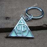 Triangle Lightning Keychain Glow in the Dark Deathly Hallows