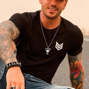 Triangle Men Necklace Stainless Steel Geometric Pendant Guy Jewelry
