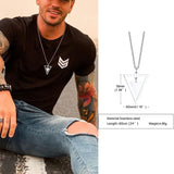 Triangle Men Necklace Stainless Steel Geometric Pendant Guy Jewelry