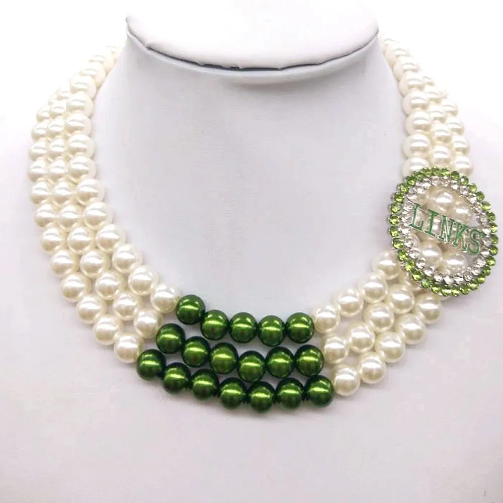 Greek Club Sorority Pearl Necklace Set