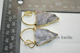 Triangle Shape Sun Druzy Crystal Stone Necklace Making Pendants