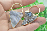 Triangle Shape Sun Druzy Crystal Stone Necklace Making Pendants