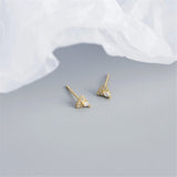 Silver Triangle Stud Earrings with Zircon Diamond for Women