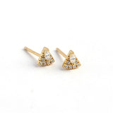 Silver Triangle Stud Earrings with Zircon Diamond for Women