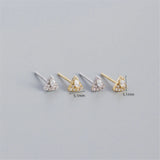 Silver Triangle Stud Earrings with Zircon Diamond for Women