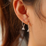925 Silver Geometric Earrings Triangle CZ Drop Charm Minimal Jewelry