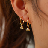 925 Silver Geometric Earrings Triangle CZ Drop Charm Minimal Jewelry