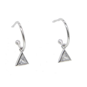 925 Silver Geometric Earrings Triangle CZ Drop Charm Minimal Jewelry